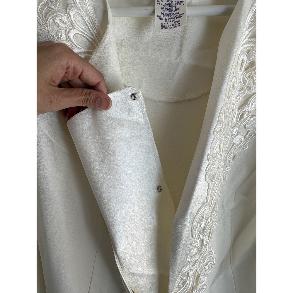 NWT R&M Richards by Karen Kwong Vintage Ivory Beaded Lace 2-Piece Blazer Set 18W - Picture 5 of 12